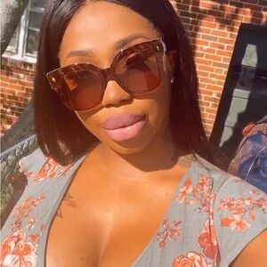 Fendi Roma Acetate F Havana Cat Eye square brown sunglasses